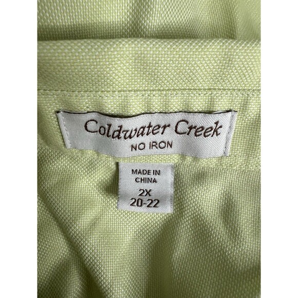 Coldwater Creek Blouse Women Plus Size 2X Button Up Shirt Green No Iron Cotton - Picture 8 of 10